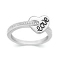 thumbnail image 1 of CARATS FOR YOU 1/9cttw White Natural Diamond In 14K White Gold Personalized Love Heart Shape Engraving Ring (0.11 Carat, I-J Color, I2-I3 Clarity), Ring Size-5, 1 of 5