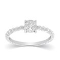 thumbnail image 1 of CARATS FOR YOU 1/9cttw White Natural Diamond In 14K White Gold Plated Fancy Wedding Ring (0.11 Carat, I2-I3 Clarity, I-J Color ), Ring Szie-10, 1 of 6