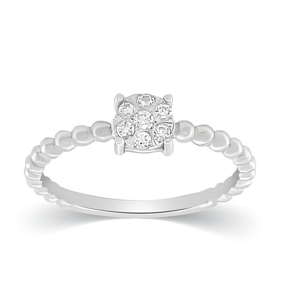 CARATS FOR YOU 1/9cttw White Natural Diamond In 14K White Gold Plated Fancy Wedding Ring (0.11 Carat, I2-I3 Clarity, I-J Color ), Ring Szie-11.5