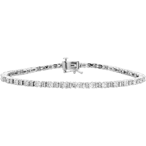 CARATS FOR YOU 10KT White Gold 2 Ct Natural Diamond Stylish Tennis Bracelet (Color-IJ, Clarity I2-I3)