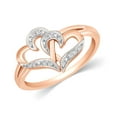 thumbnail image 1 of CARATS FOR YOU 14K Rose Gold Double Heart Promise Ring with Round Natural Diamond (0.05 cttw, I-J Color, I2-I3 Clarity), Ring Size-8.5, 1 of 5