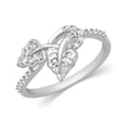 thumbnail image 1 of CARATS FOR YOU 14K White Gold 1/6cttw Round Cut White Natural Diamond Leaf Rings for Women (0.16 Carat, I-J Color, I2-I3 Clarity), Ring Size-10, 1 of 6