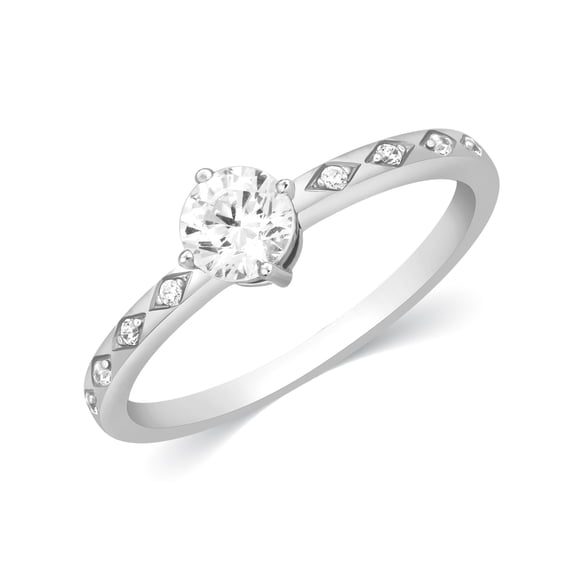 CARATS FOR YOU 14k White Gold 5/9cttw Diamond Ladies Single Stone Diamond Ring (0.56 Carat, I-J Color, I2-I3 Clarity), Ring Size-12