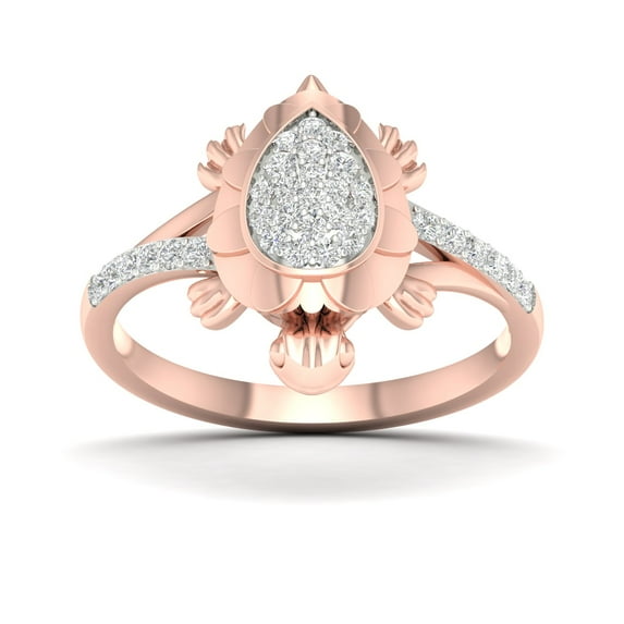 CARATS FOR YOU 2/9 Cttw White Natural Diamond In 14K Rose Gold Plated Tortoise Ring (0.23 Carat, I-J Color, I2-I3 Clarity), Ring Size-12