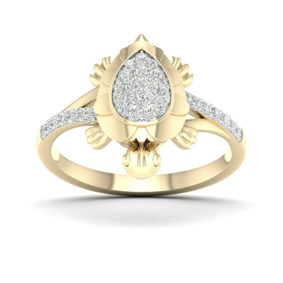 CARATS FOR YOU 2/9 Cttw White Natural Diamond In 14K Yellow Gold Plated Tortoise Ring (0.23 Carat, I-J Color, I2-I3 Clarity), Ring Size-8.5