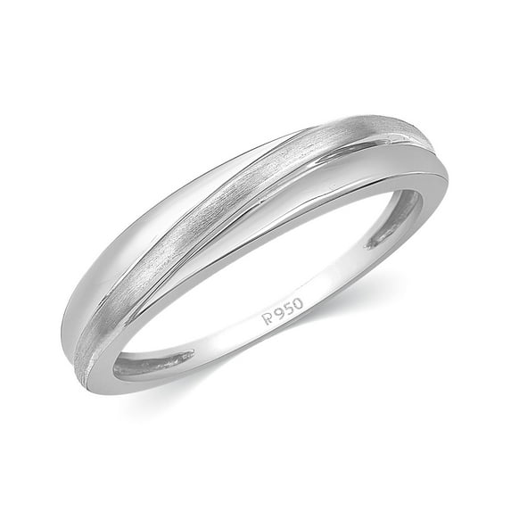 CARATS FOR YOU 4.7MM x 3.1MM 950 Platinum Glossy Carved Design Ring, Ring Size-6.5