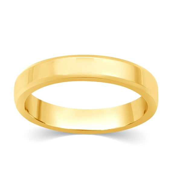 CARATS FOR YOU 4mm Flat Court Wedding Band with Bevelled Edge Crafted is Available in 10K Yellow Gold For Her & Him, Band Size- 6