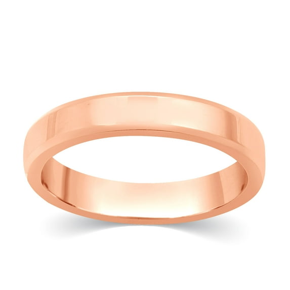 CARATS FOR YOU 4mm Flat Court Wedding Band with Bevelled Edge Crafted is Available in 14K Rose Gold For Her & Him, Band Size- 8.5