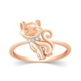 thumbnail image 1 of CARATS FOR YOU Cat Round Cut Diamond Petite Fashion Ring in 10K Rose Gold (0.02 Carat, I-J Color, I2-I3 Clarity), Ring Size-11.5, 1 of 5