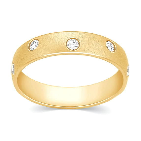 CARATS FOR YOU Diamond Scatter Inlay Wedding Band in 14K Yellow Gold ( 1/4cttw, I2-I3 Clarity, I-J Color), Ring Size-7.5