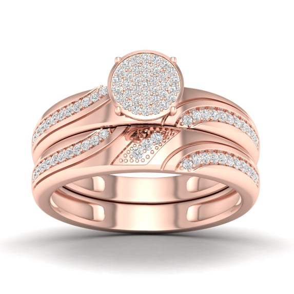 CARATS FOR YOU Halo Style Bridal Diamond Engagement Set In 14K Rose Gold Plated (0.25 Carat, I-J Color, I2-I3 Clarity), Ring Size-11.5