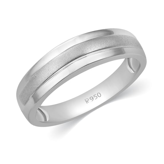CARATS FOR YOU Men'S Platinum Brushed Finished Wedding Ring Size 5