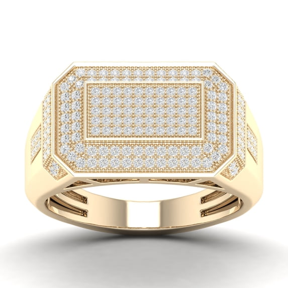 CARATS FOR YOU Mens Pinky Ring 0.63 Carat White Natural Diamond 14KYellow Gold (I-J Color, I2-I3 Clarity), Ring Size-6