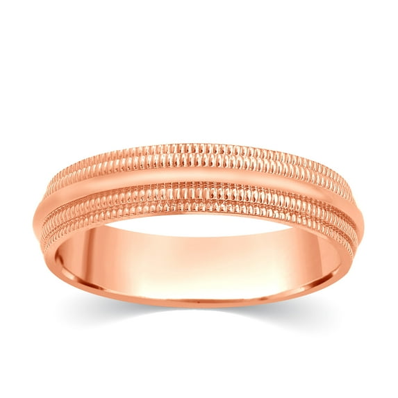 CARATS FOR YOU Milgrain Comfort Fit 5mm Band is Available in 14K Rose Gold For Her & Him, 5mm Band Size-11.5