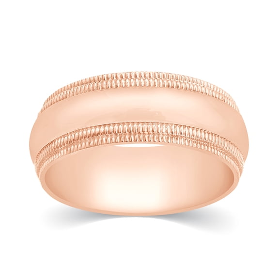 CARATS FOR YOU Milgrain Comfort Fit 8mm Band is Available in 14K Rose Gold For Her & Him, 8mm Band Size-8.5