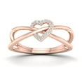 thumbnail image 1 of CARATS FOR YOU Promise Heart Love Criss Cross Overlap Ring 0.06 Carat White Natural Diamond In 14K Rose Gold (I-J Color, I2-I3 Clarity), Ring Size-10.5, 1 of 6