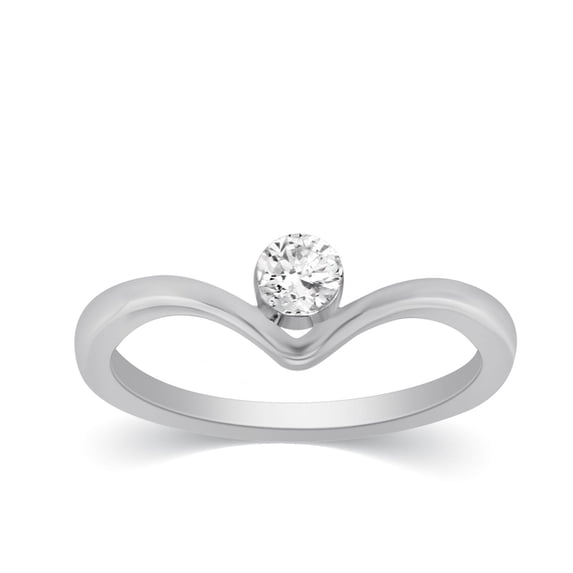 CARATS FOR YOU Round Cut 1/6 Cttw White Natural Diamond In 14K White Gold Plated Solitare Diamond Ring For Women's (0.16 Carat, I-J Color, I2-I3 Clarity), Ring Size-11