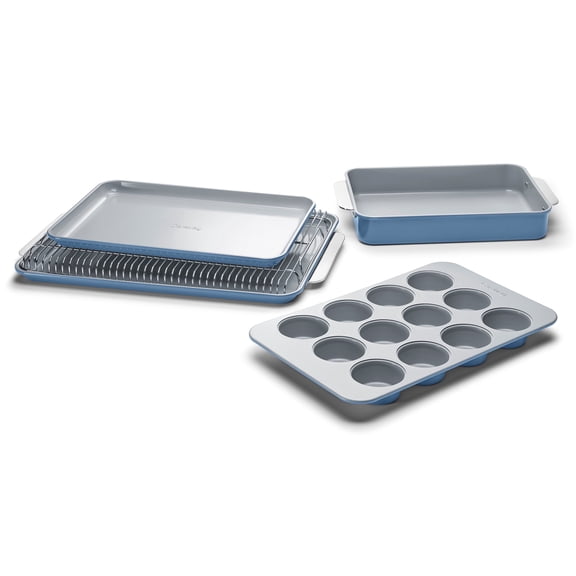 Caraway Nonstick Ceramic Bakeware Set (5 Pieces) - Baking Sheets, Assorted Baking Pans & Storage - Aluminized Steel Body - Slate