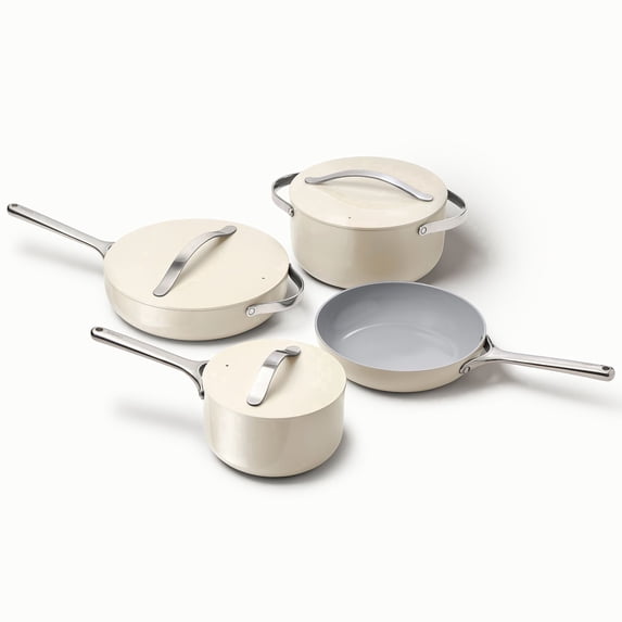Caraway Ceramic Non-Stick Pots & Pans Cookware Set, 12- Piece, Cream