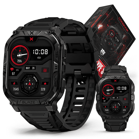 Carbinox Blaze Smartwatch with GPS, Waterproof IP69K, Rugged Fitness Tracker, 170  Sports Modes for Android & iOS
