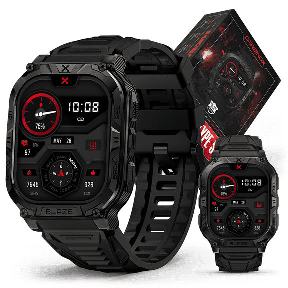 Carbinox Blaze Smartwatch with GPS, Waterproof IP69K, Rugged Fitness Tracker, 170  Sports Modes for Android & iOS