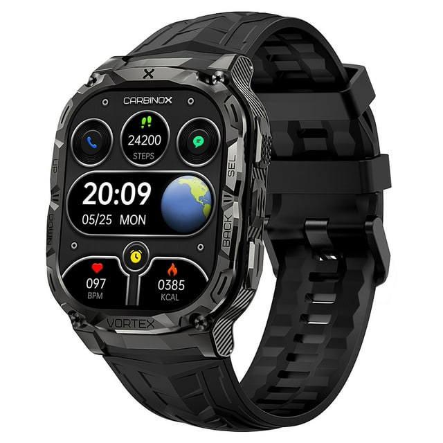 CARBINOX Vortex Smart Watch (Answer/Make Calls), Rugged Fitness Tracker IP69K Waterproof