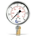 thumbnail image 1 of CARBO Instruments 2 1-2" Pressure Gauge, Stainless Steel Case, Chrome Plated Brass Connection, Lqiuid Filled, 0-15 psi/kPa, Lower Mount 1/4" NPT, 1 of 6