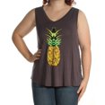 thumbnail image 1 of CARBON COPY $39 Womens New 1569 Gray Pineapple V Neck Sleeveless Top XL B+B, 1 of 2