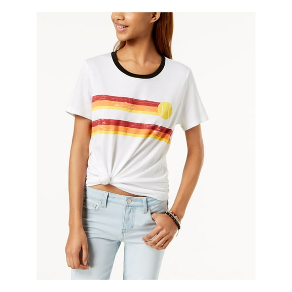 CARBON COPY Womens New 1460 White Tennis Ball Graphic Short Sleeve Top S B+B
