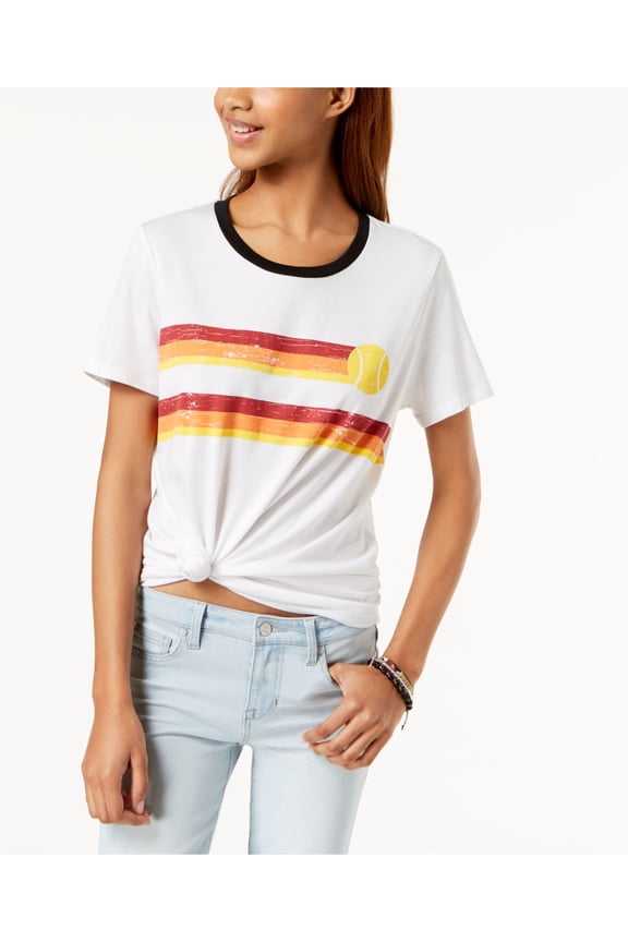 Womens New 1460 White Tennis Ball Graphic Short Sleeve Top S B+B