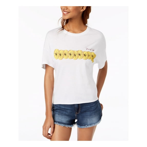 CARBON COPY Womens White Slice Of Life Graphic T-Shirt Top L