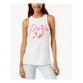 thumbnail image 1 of CARBON COPY Womens White Tank Flamingo Graphic Sleeveless Crew Neck Top M, 1 of 2