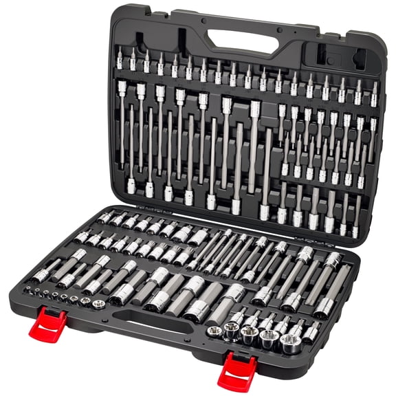 Carbyne 114-Piece Master Hex (Allen), Torx, XZN Triple Square Bit Socket Set, S2 Steel Bits, CrV Sockets, 1/4 in. and 3/8 in. and 1/2 in. Drive