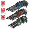 thumbnail image 1 of CARBYNE 35 Piece Long Arm Ball End Hex Key Wrench Set, SAE/Metric/Torx, S2 Steel, Manganese Phosphate Finish, Ball Hex Ends On SAE & Metric Permit 25-Degree Entry Angle, Precision Chamfered Ends, 1 of 9