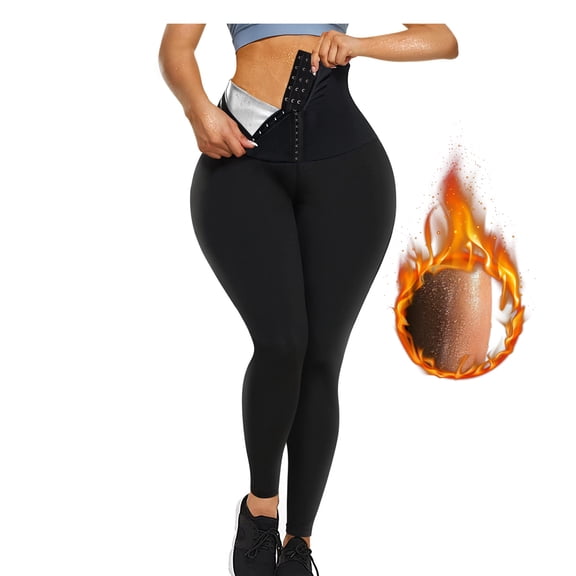 CARCOS Sauna Sweat Shapewear Pants High Waisted Corset Leggings for Women Thermo Workout Suit Weight Loss Leggings Silver,Medium