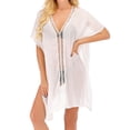 thumbnail image 1 of CARCOS Women Bikini Cover Up Summer Lace Crochet Swimwear Bathing Suits Beach Dress Swimsuit Chiffon Kimono White, 1 of 7