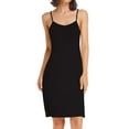 thumbnail image 1 of CARCOS Women's Basic Adjustable Spaghetti Strap Cami Full Slip Mini Dress Black, M, 1 of 8