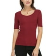 thumbnail image 1 of CARCOS Womens Basic Short Sleeve T-Shirts Crew neck Plain Tee Top Slim Fit Blouse Tee Red L, 1 of 8