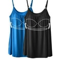 thumbnail image 1 of CARCOS Womens Camisoles with Built in Bras Plus Size Summer Tank Top Adjustable Spaghetti Strap Flowy Sleeveless Camis Black-Navy,3XL, 1 of 8