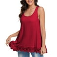 thumbnail image 1 of CARCOS Womens Plus Size Camisoles with Built in Shelf Bras Summer Tank Top Wide Strap Swing Lace Flowy Pleated Sleeveless Tops Wine,Small, 1 of 8