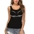 thumbnail image 1 of CARCOS Womens Tank Tops with Built in Shelf Bra Plus Size Basic Stretchy Padded Camisole Casual Layering Tanks Undershirt Black 3XL, 1 of 6