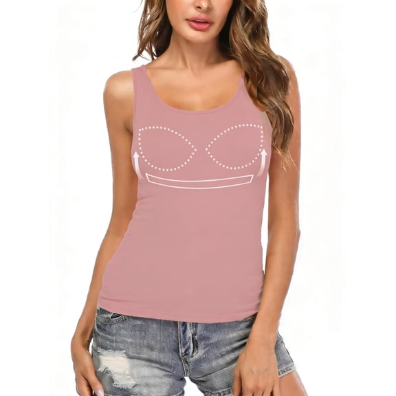 CARCOS Womens Tank Tops with Built in Shelf Bra Plus Size Basic Stretchy Padded Camisole Casual Layering Tanks Undershirt Light Pink S