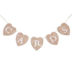 CARDS Heart Shape Hessian Bunting Banner Rustic Party Decoration