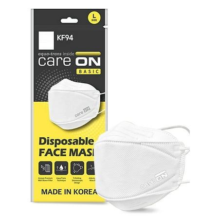 CARE ON [30 Pack] :: Authentic :: [White] Premium KF94 Certified Safety Face Mask [FDA Registered], Against Fine Dust/Pollen/Droplet, Individually Packaged [Large][Made in Korea]