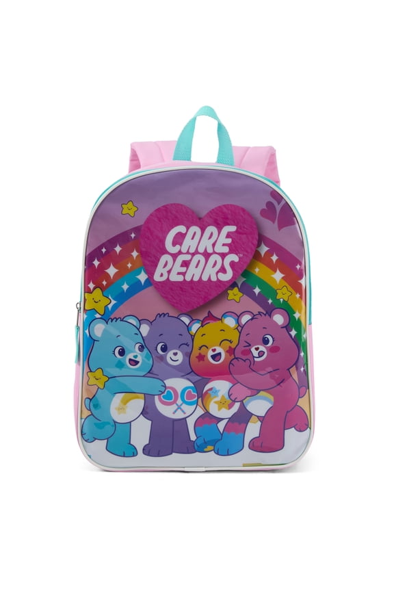 CARE BEARS, 15" Girls' Backpack with Padded Straps & Zip Compartment - Ideal Toddler Bookbag for School & Travel