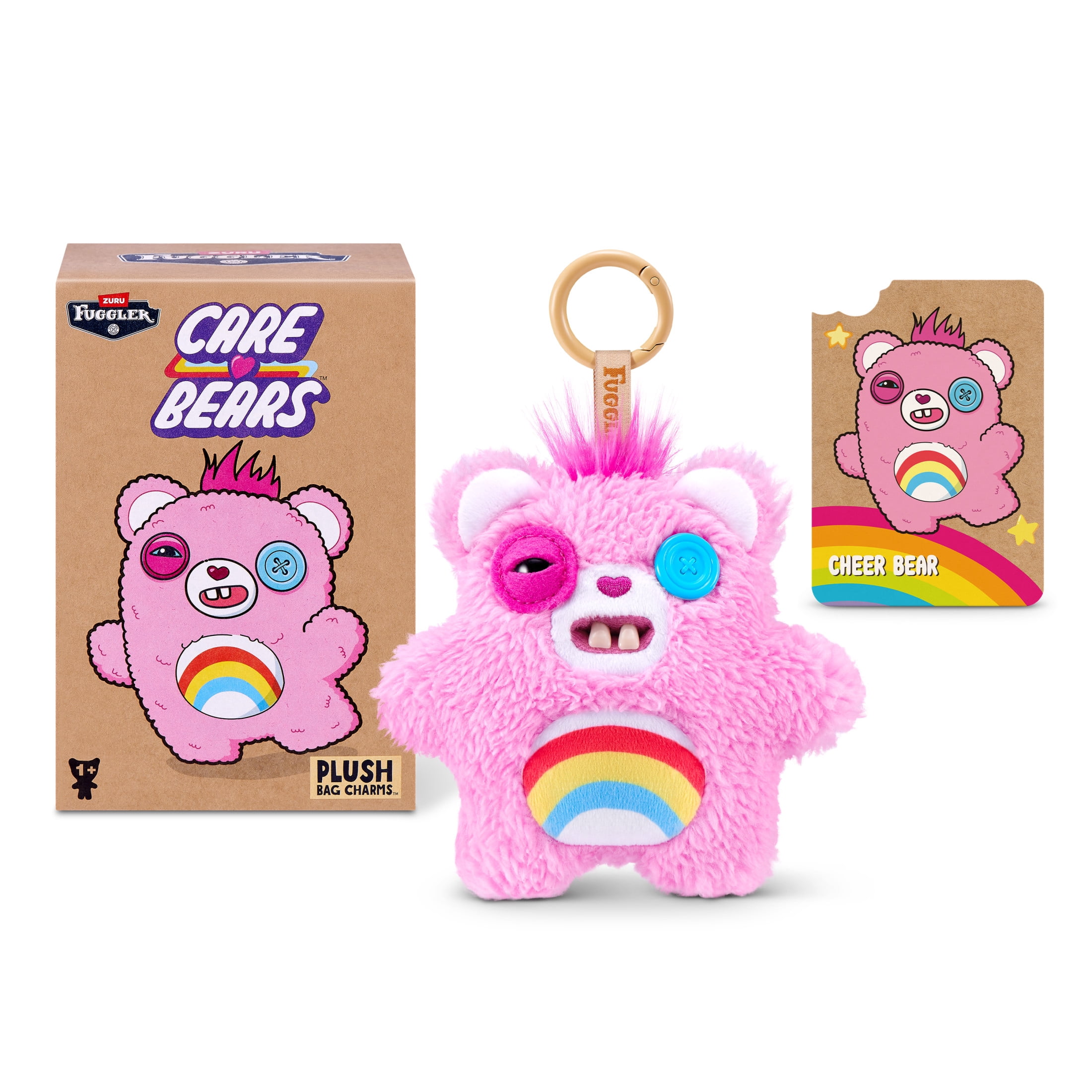 Fuggler Care Bear Keyring 5 Inch Plush Collectible Accessory by ZURU Featuring Funny Ugly Monster Design with Clip-On Key Ring, Perfect for Bags, Backpacks, and Fans