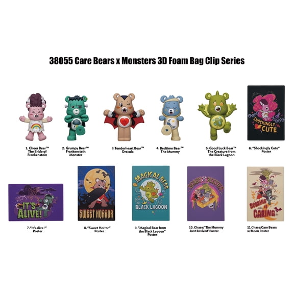 CARE BEARS X UNIVERSAL MONSTERS 3D FOAM BAGCLIP