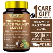 CARE GIFT 18-in-1 Black Walnut Wormwood Clove Supplement 150 Softgels - Rapid Gut Cleanse & Digestive Health for Women & Men - with Pumpkin Seed, Garlic, Oregano, Berberine, Turmeric - 50 Day Supply