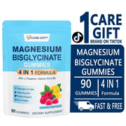 CARE GIFT 400mg Magnesium Bisglycinate Gummies with D3 B6 L-Theanine, Sleep Calm Bone Support, Muscle Relaxation Bone Health,90 Lemon Raspberry Gummies