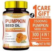 CARE GIFT Pumpkin Seed Oil with Saw Palmetto 3500mg - Zinc Vitamin B6 4-in-1 Advanced Formula, Hair Urinary Prostate Health Support, 300 Softgels